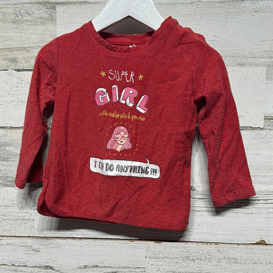 Girls Size 18-24m Zara Red Super Girl Long Sleeve Shirt - Play Condition