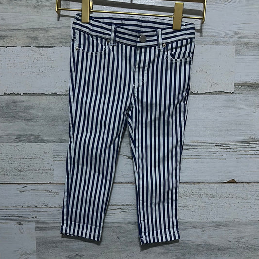 Girls Size 18-24m Zara navy striped adjustable waist pants - good used condition