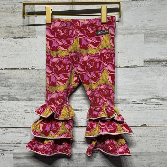 Girls Size 2 Matilda Jane Paint by Number yellow/red floral triple ruffle leggings - good used condition