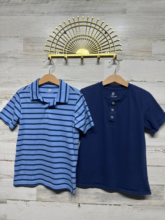 Class Club Shirts Blue Striped Polo and Navy Henley Boys 8 VGUC