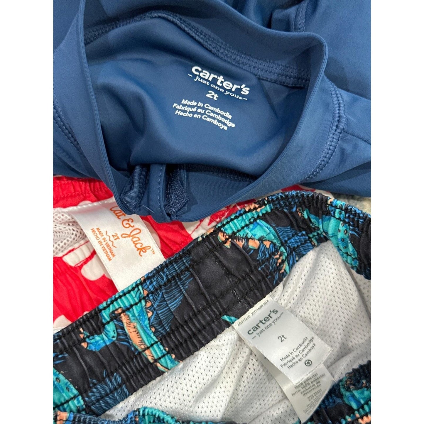 Boys 2T Swim Bundle Carter's Cat & Jack Rash Guard Trunks EUC