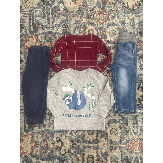 Carter's Baby Gap Cat & Jack Boys 2T Bundle Maroon Grey Blue 4pc Set GUC