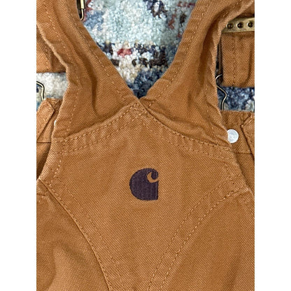 Carhartt Canvas Bib Overalls Boys 12M Brown Rugged Workwear EUC