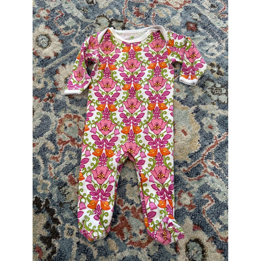 Vera Bradley Floral Footie Sleeper Baby Girls 3-6M Pink Orange Green Retro EUC