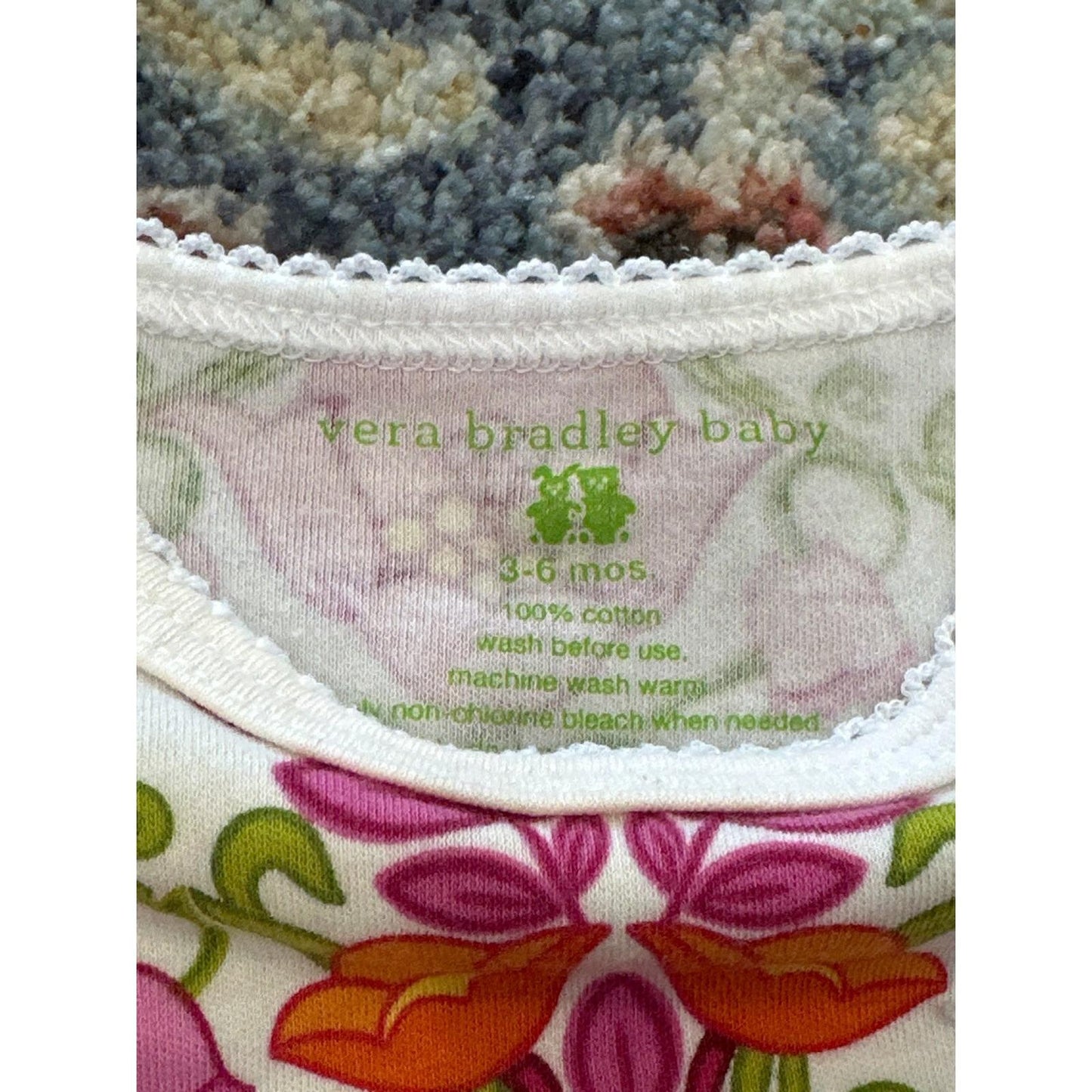 Vera Bradley Floral Footie Sleeper Baby Girls 3-6M Pink Orange Green Retro EUC