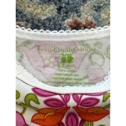 Vera Bradley Floral Footie Sleeper Baby Girls 3-6M Pink Orange Green Retro EUC
