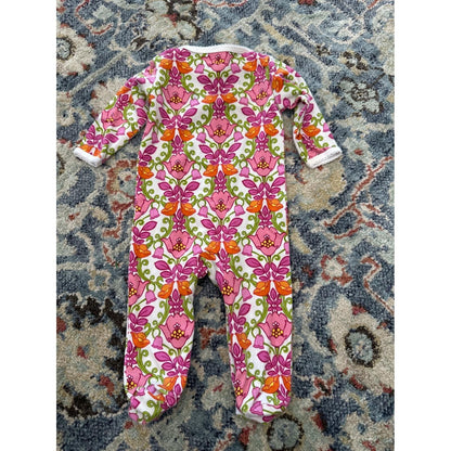 Vera Bradley Floral Footie Sleeper Baby Girls 3-6M Pink Orange Green Retro EUC
