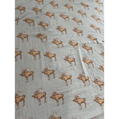 Milkbarn Muslin Swaddle Blanket Kids 47x47 Green Moose Print EUC