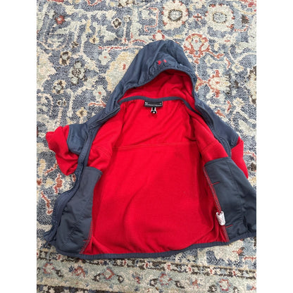 Under Armour Hooded Fleece Jacket Toddler 3T Red Grey Colorblock *Flawed