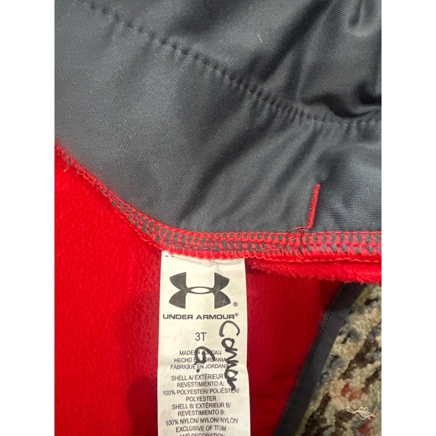Under Armour Hooded Fleece Jacket Toddler 3T Red Grey Colorblock *Flawed