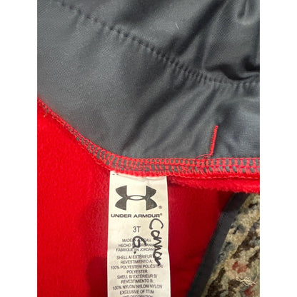 Under Armour Hooded Fleece Jacket Toddler 3T Red Grey Colorblock *Flawed