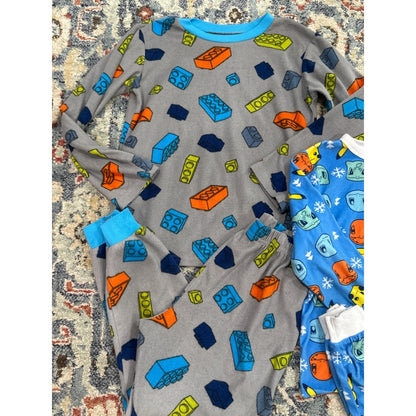 Lego Pokemon Pajama Bundle Boys 6/7 Blue Grey Graphic Print 2-Pack GUC