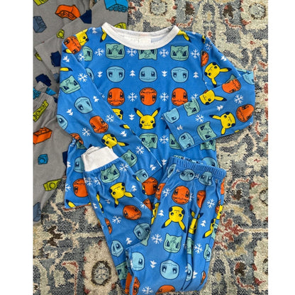 Lego Pokemon Pajama Bundle Boys 6/7 Blue Grey Graphic Print 2-Pack GUC