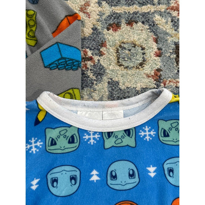 Lego Pokemon Pajama Bundle Boys 6/7 Blue Grey Graphic Print 2-Pack GUC