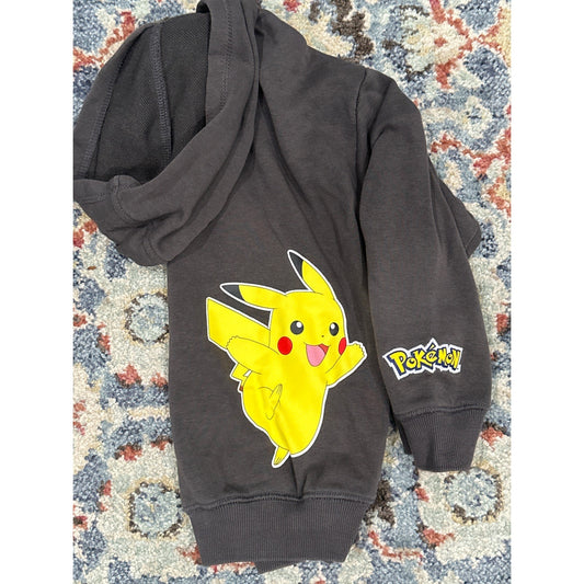 Cotton On Kids Pokemon Hoodie Boys 7 Charcoal Pikachu Graphic EUC