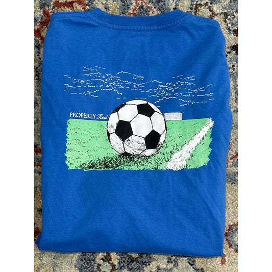 Properly Tied Graphic Tee Boys Size 7 Blue Soccer Ball Short Sleeve EUC