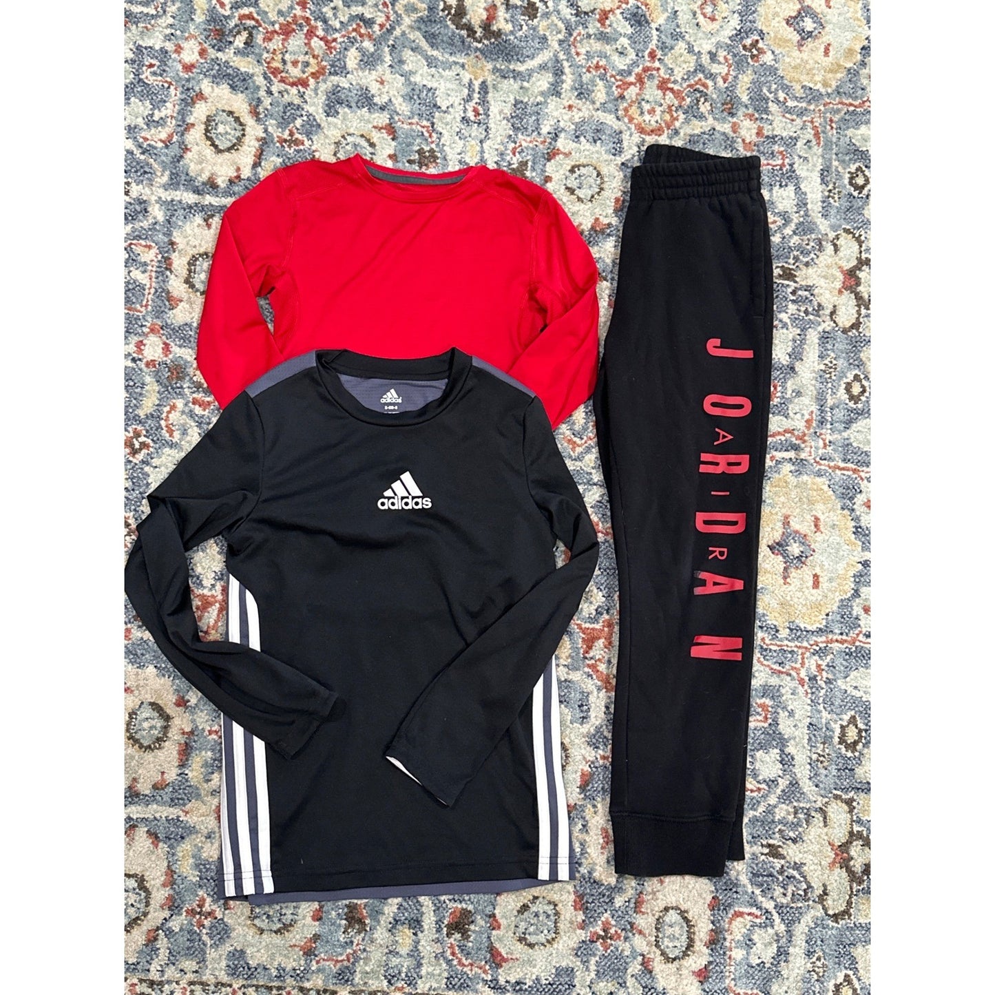 Adidas Jordan BCG Activewear Bundle Boys Size 8 Black Red Athletic Set *Flawed*