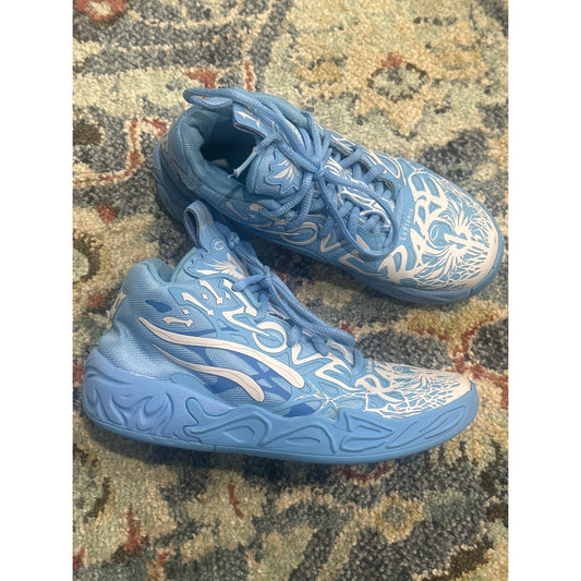 Puma MB.03 LaFrance Boys Size Youth 1 Light Blue White Basketball Shoes