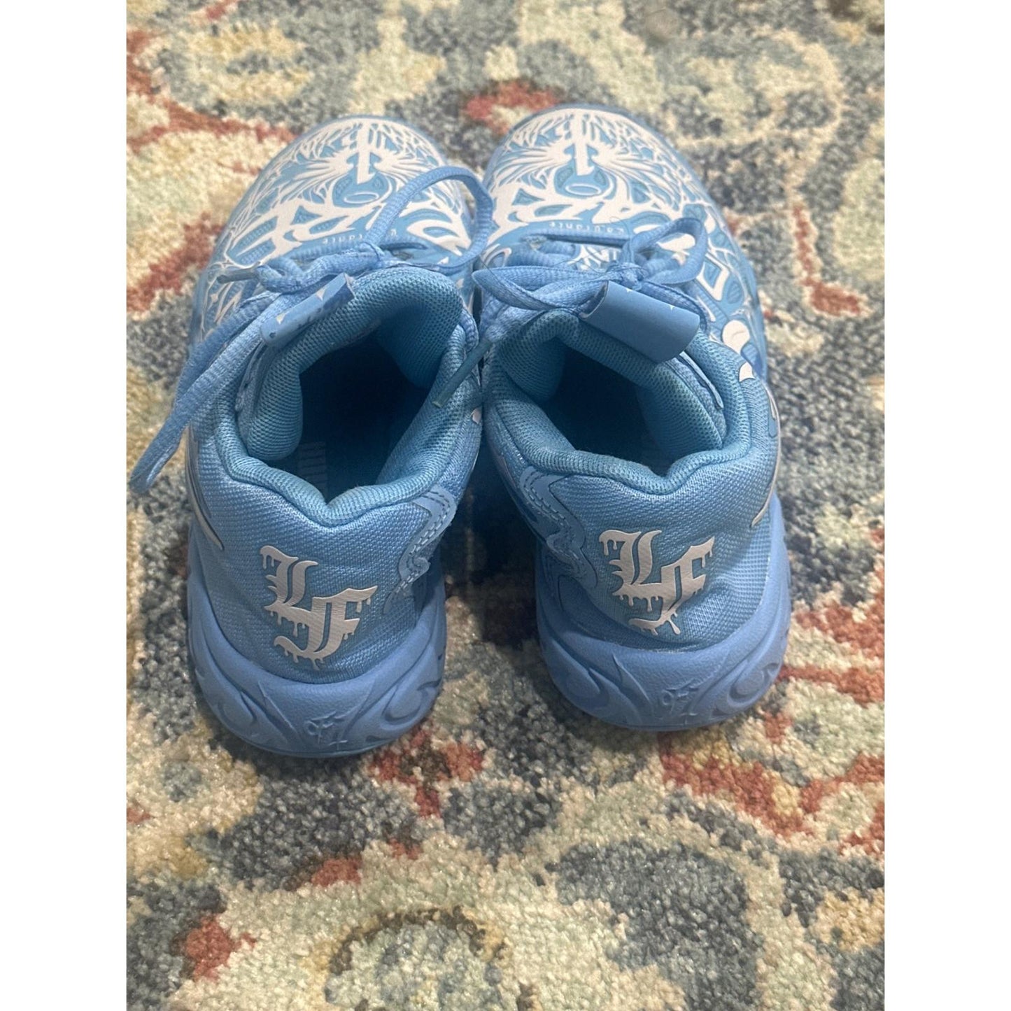 Puma MB.03 LaFrance Boys Size Youth 1 Light Blue White Basketball Shoes