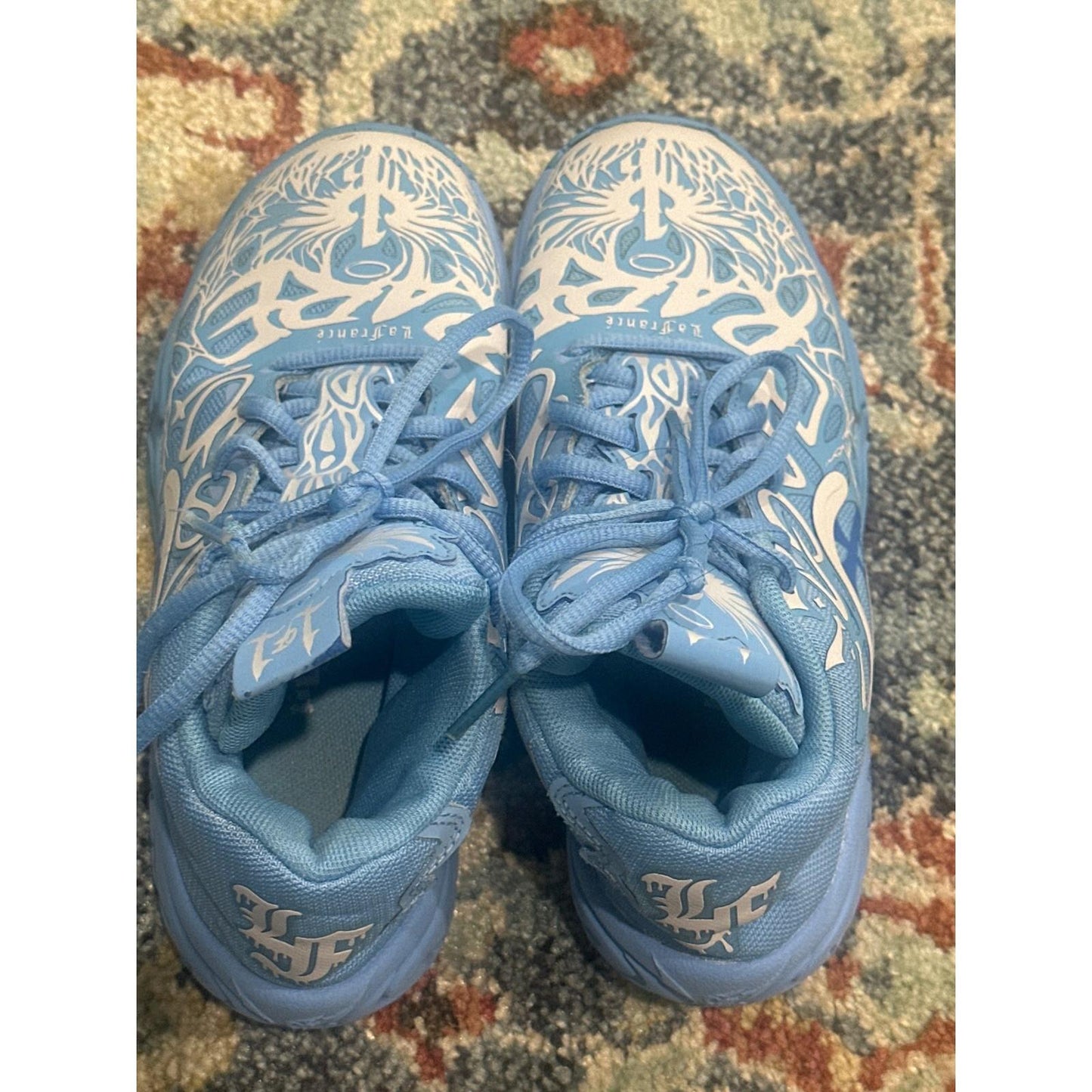 Puma MB.03 LaFrance Boys Size Youth 1 Light Blue White Basketball Shoes