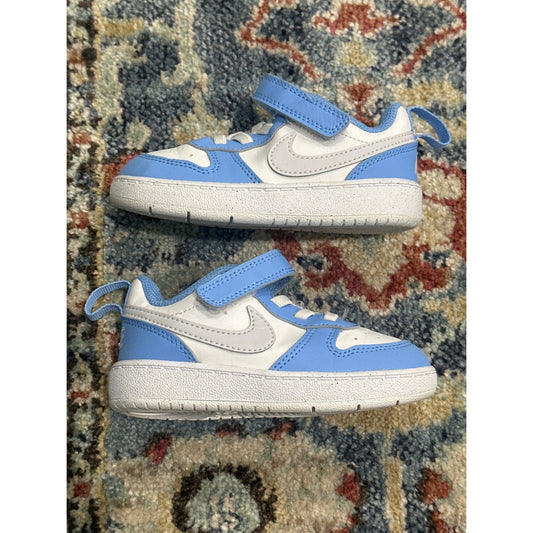Nike Court Borough Low 2 Boys 7C Blue White Leather Sneakers