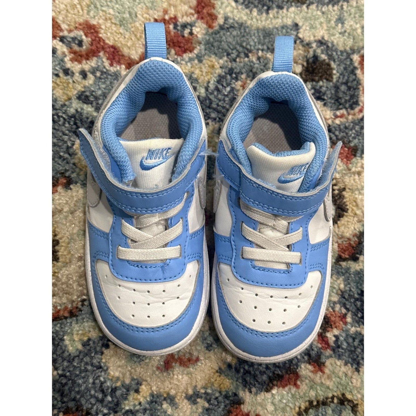 Nike Court Borough Low 2 Boys 7C Blue White Leather Sneakers