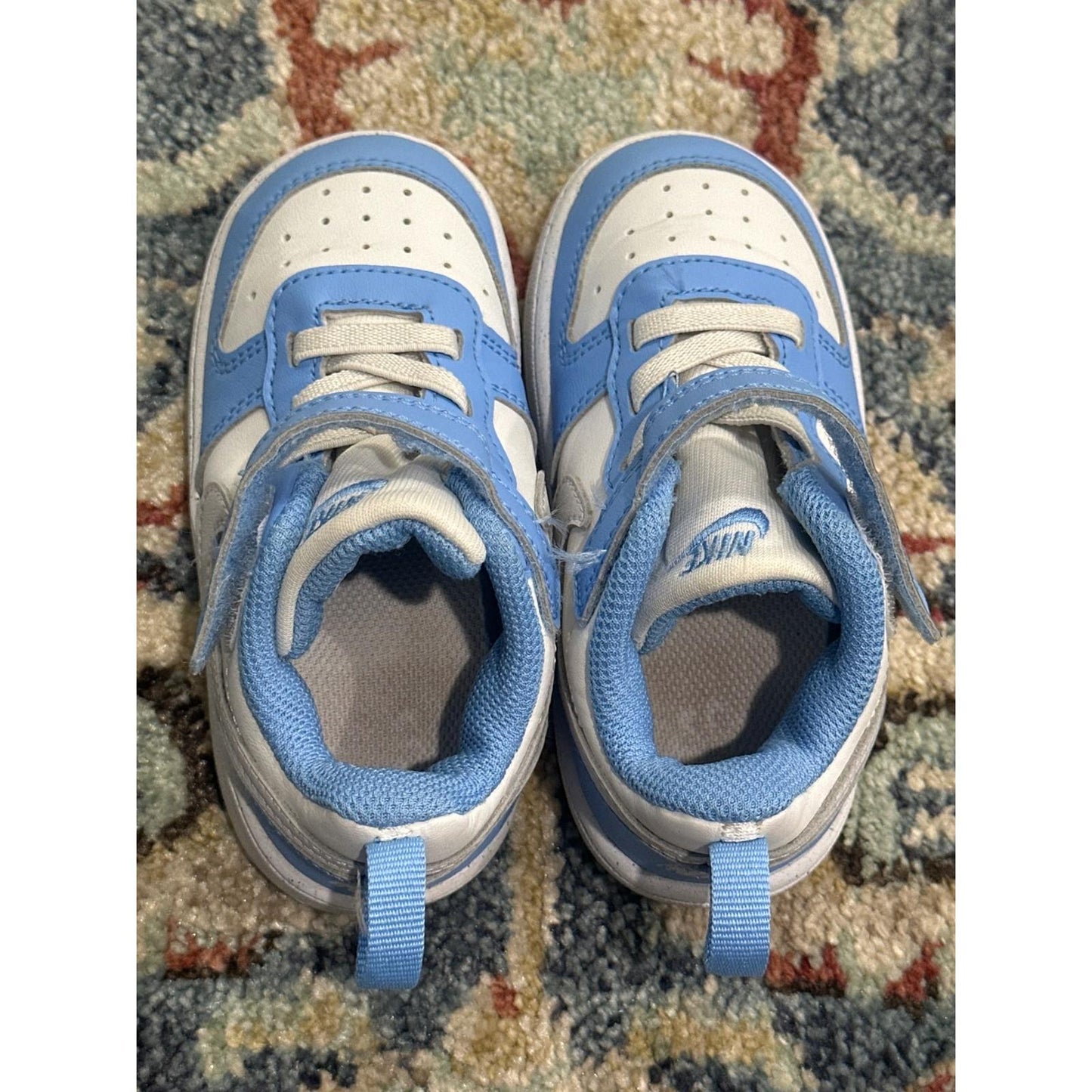 Nike Court Borough Low 2 Boys 7C Blue White Leather Sneakers