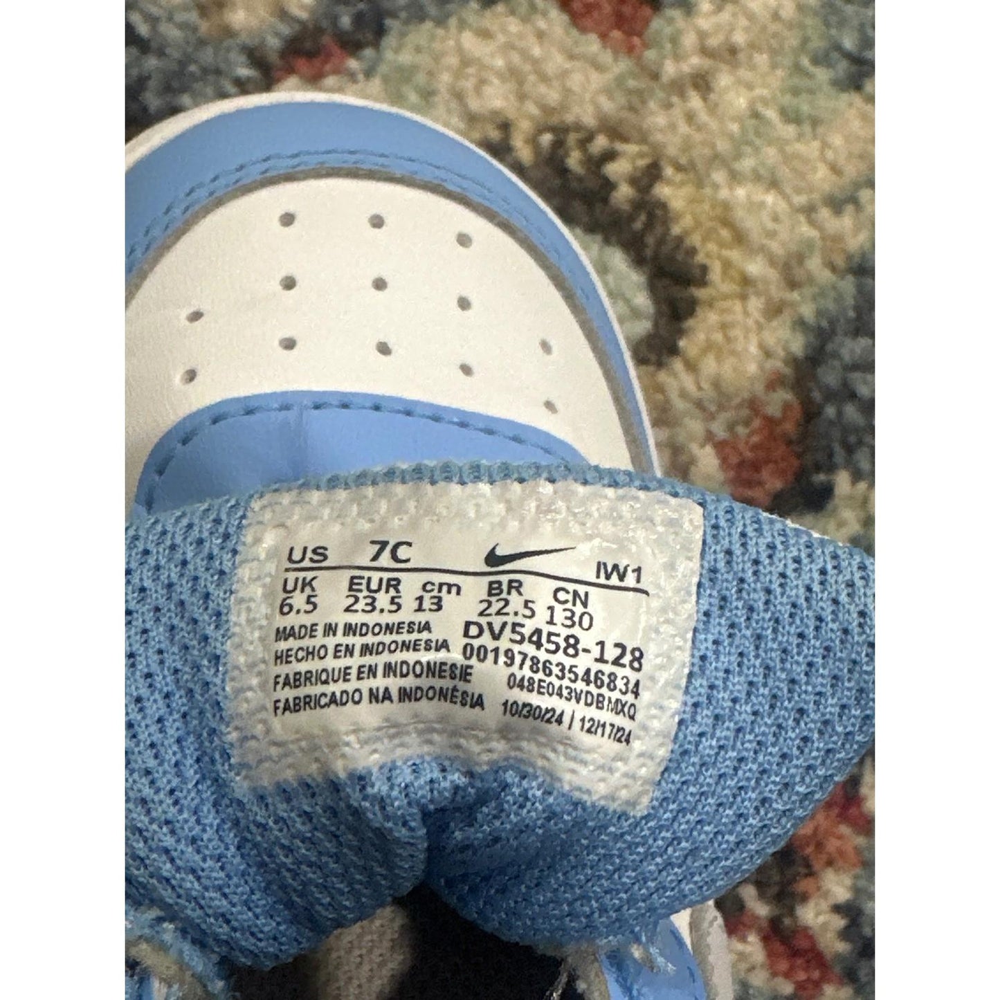 Nike Court Borough Low 2 Boys 7C Blue White Leather Sneakers