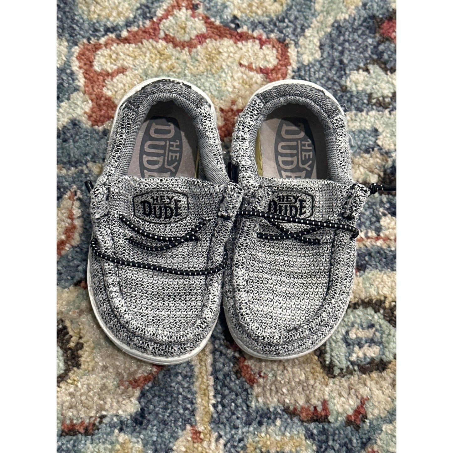 Hey Dude Wally Shoes Boys K6 Grey Stretch Slip On Loafers