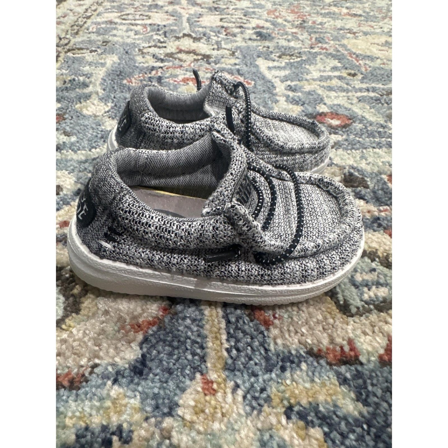 Hey Dude Wally Shoes Boys K6 Grey Stretch Slip On Loafers