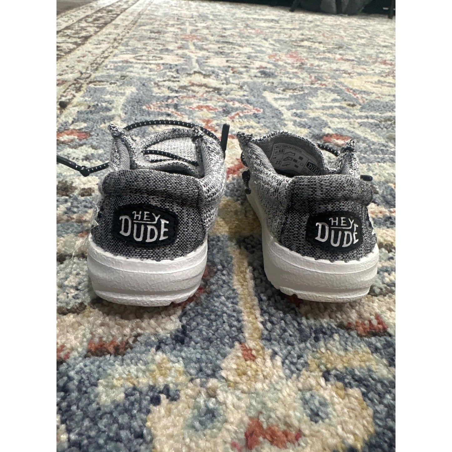 Hey Dude Wally Shoes Boys K6 Grey Stretch Slip On Loafers