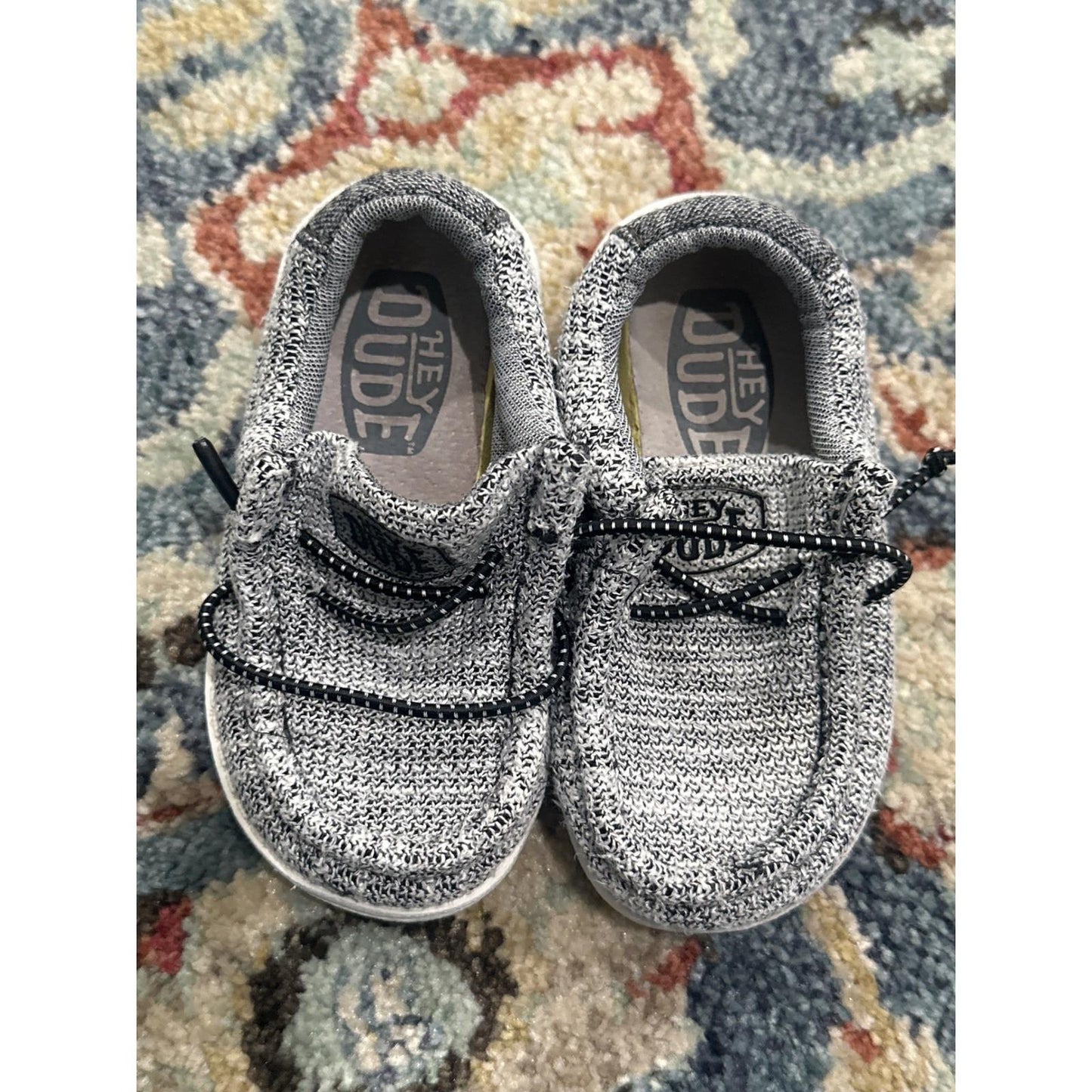 Hey Dude Wally Shoes Boys K6 Grey Stretch Slip On Loafers