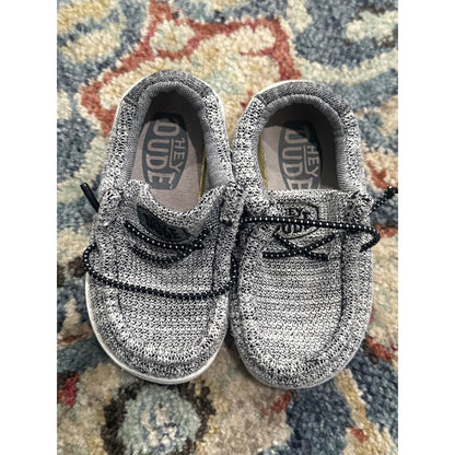 Hey Dude Wally Shoes Boys K6 Grey Stretch Slip On Loafers