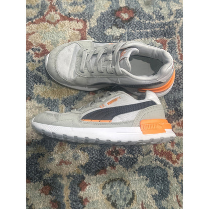 Puma Graviton Jr Sneakers Boys Size 1 Grey Orange Athletic GUC