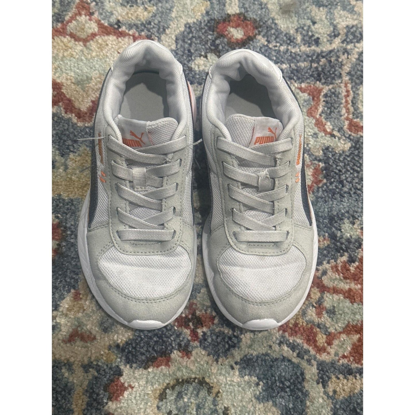 Puma Graviton Jr Sneakers Boys Size 1 Grey Orange Athletic GUC