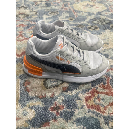 Puma Graviton Jr Sneakers Boys Size 1 Grey Orange Athletic GUC