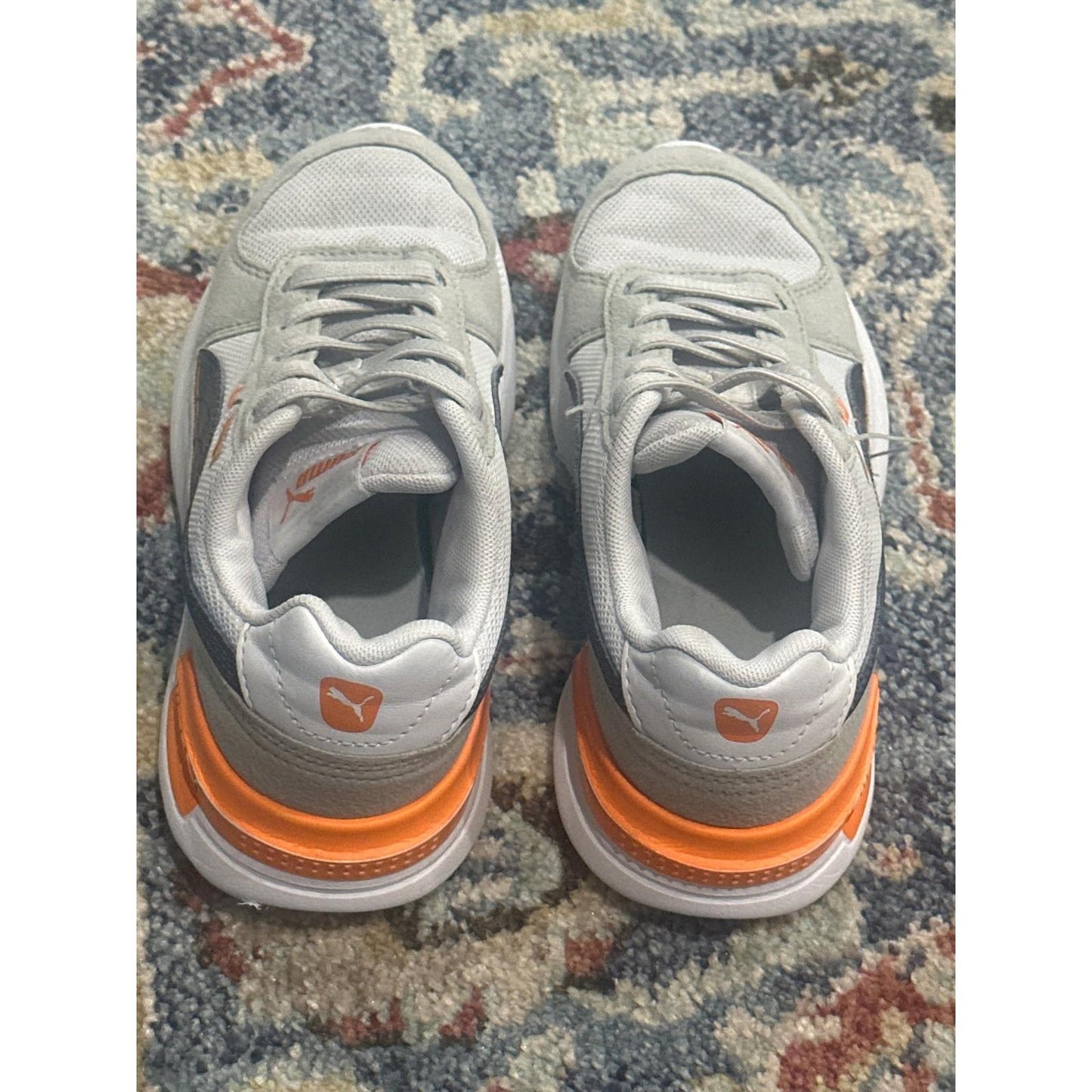 Puma Graviton Jr Sneakers Boys Size 1 Grey Orange Athletic GUC
