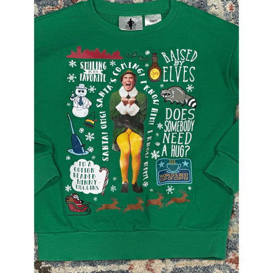Elf Movie Graphic Sweatshirt Kids S 6/7 Green Christmas Holiday GUC