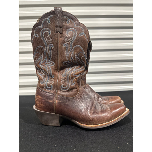 Ariat Heritage Western Boots Women 8B Brown Leather R-Toe Embroidered