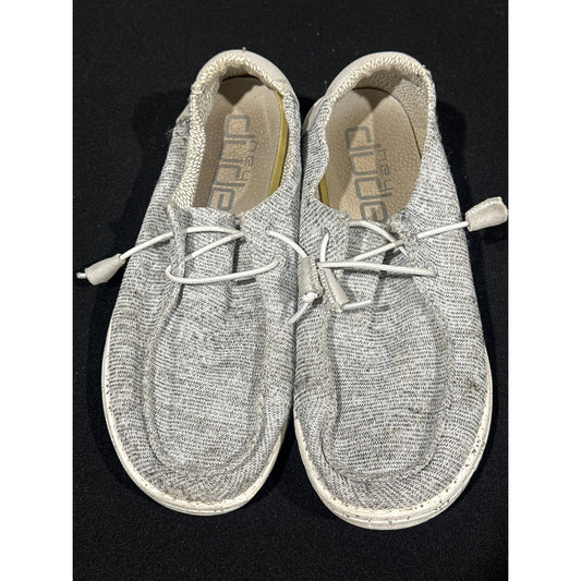 Hey Dude Wendy Slip On Shoes Women 9 Gray Knit Bungee Lace Casual GUC