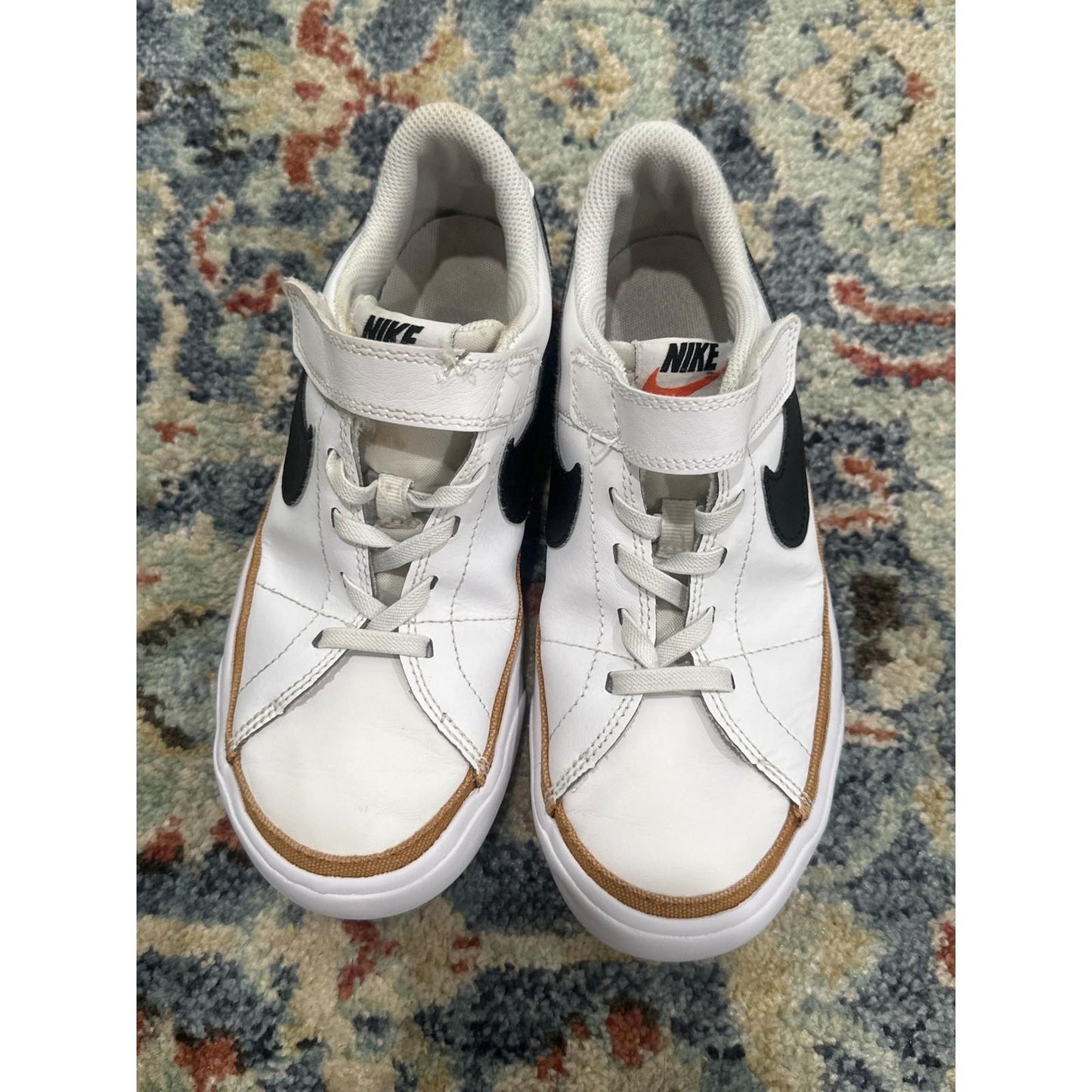 Nike Court Legacy Sneakers Kids Youth 3Y White Black Hook Loop GUC