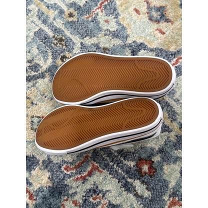 Nike Court Legacy Sneaker Boys 13C White Black Tan Low Top Strap GUC