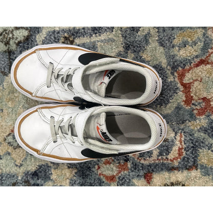 Nike Court Legacy Sneaker Boys 13C White Black Tan Low Top Strap GUC
