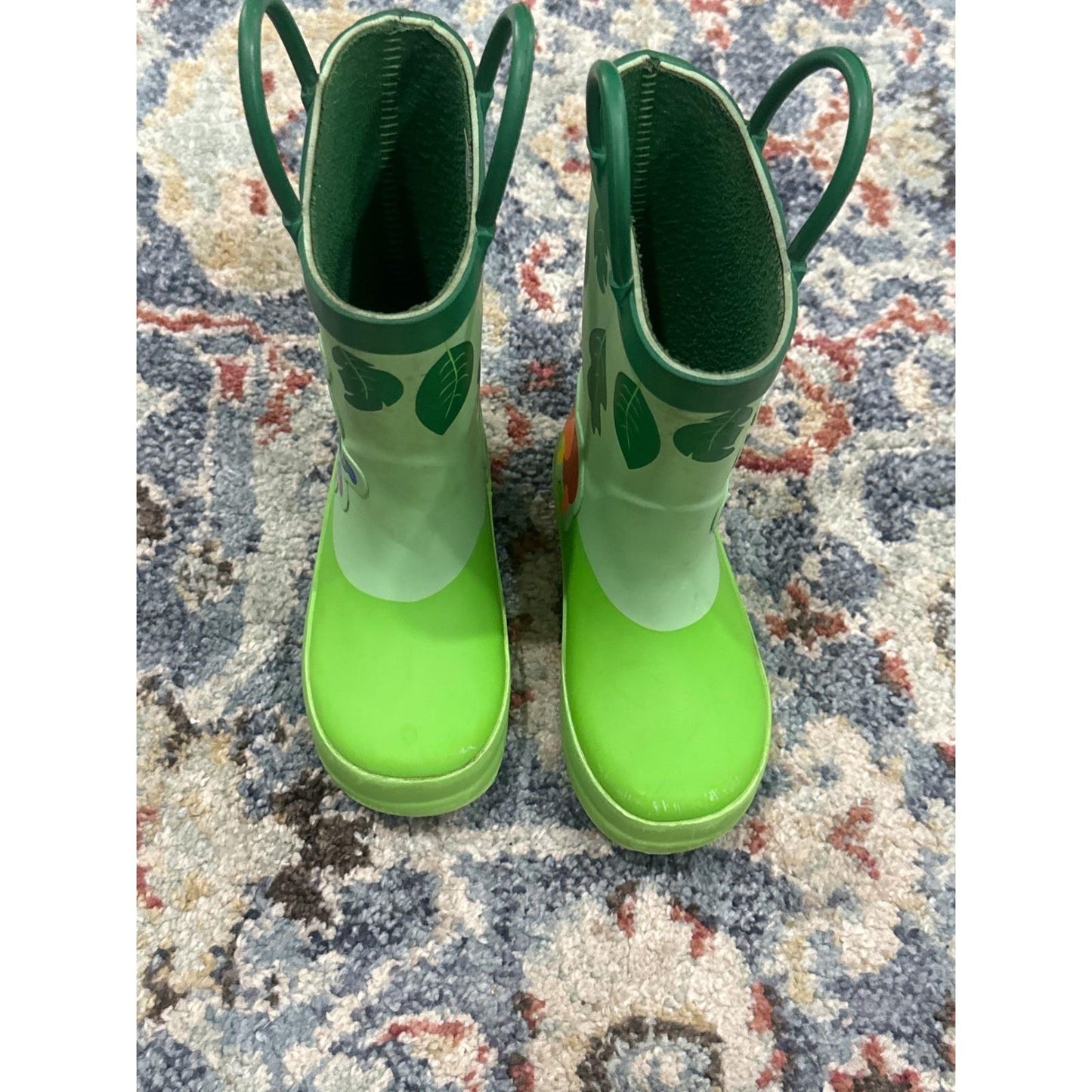 Rain Boots Toddler Boys 7 Green Caterpillar Graphic GUC