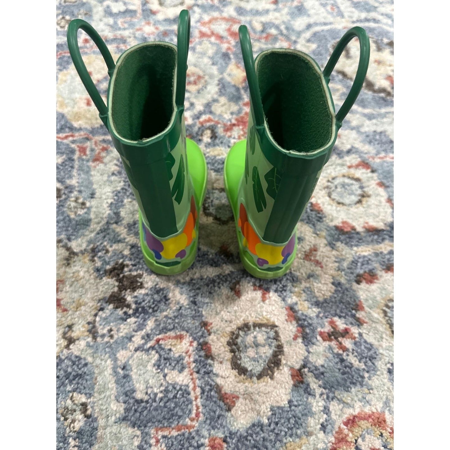Rain Boots Toddler Boys 7 Green Caterpillar Graphic GUC