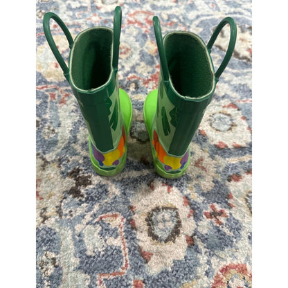 Rain Boots Toddler Boys 7 Green Caterpillar Graphic GUC