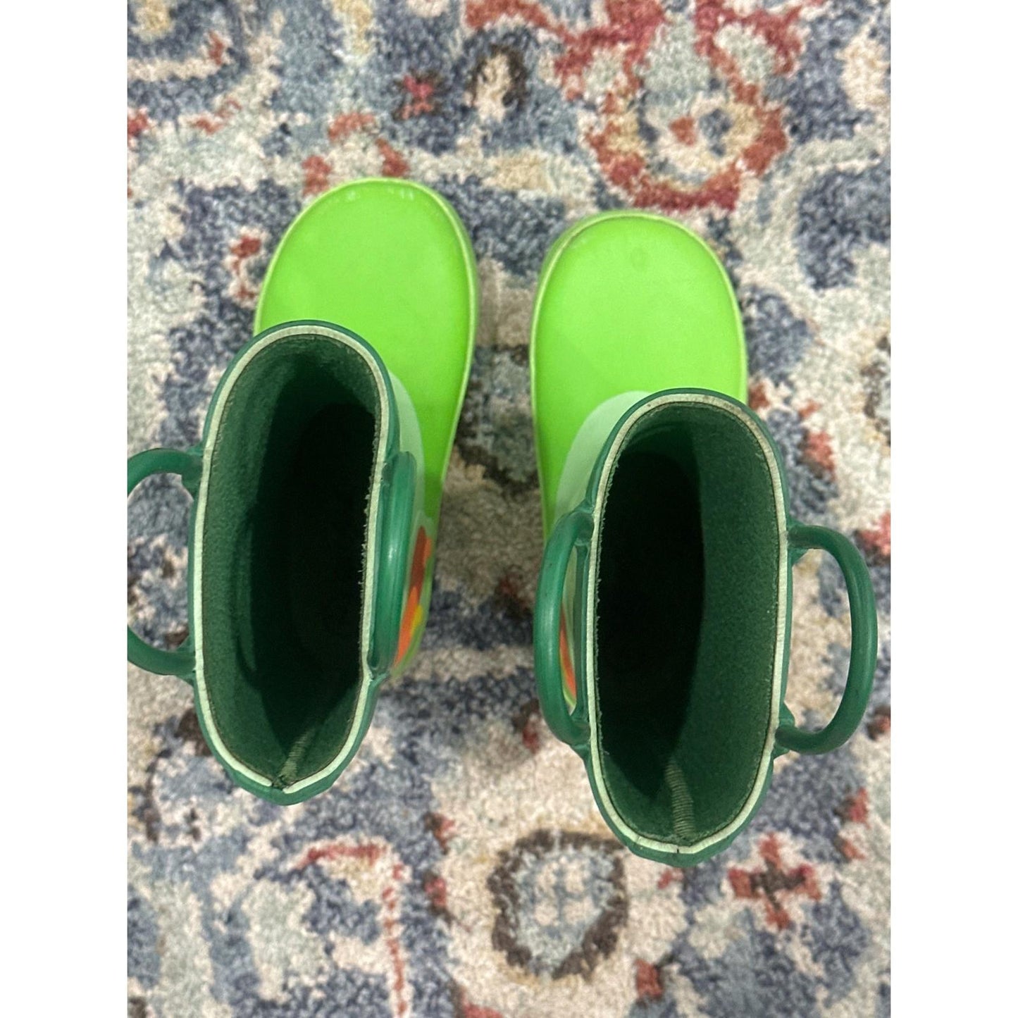 Rain Boots Toddler Boys 7 Green Caterpillar Graphic GUC