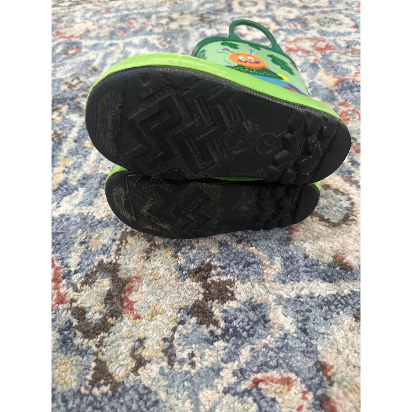 Rain Boots Toddler Boys 7 Green Caterpillar Graphic GUC