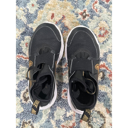 Nike Flex Runner 2 Sneakers Boys 13C Black Gold Slip On Athletic Shoes GUC