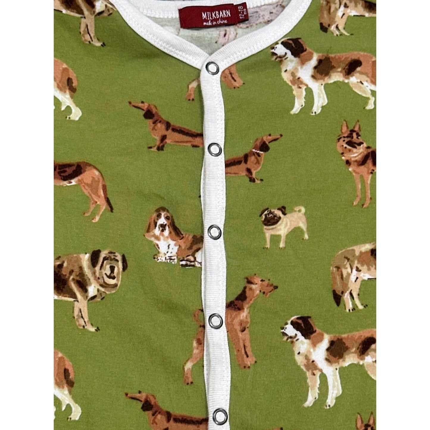 Milkbarn Romper Set Boys 12-18M Blue Green Whale Dog Organic Cotton